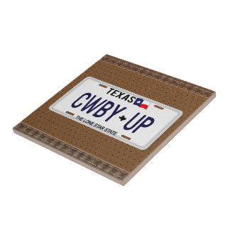 Cowboy omhoog!  CWBY UP Texas License Bord Tegeltje