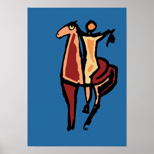 Cowboy on Horse Abstract 2 Poster (Voorkant)