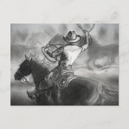 Cowboy on Horse Artwork Briefkaart (Voorkant)