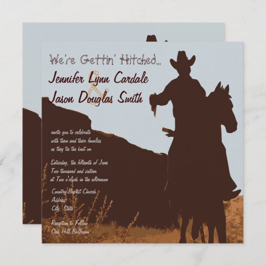 Cowboy on Horse Country Westerne Weddenschap Kaart (Voorkant / Achterkant)