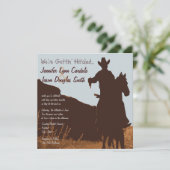 Cowboy on Horse Country Westerne Weddenschap Kaart (Staand voorkant)