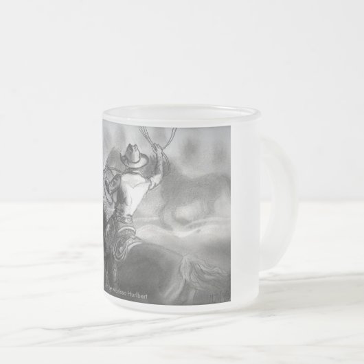 Cowboy on Horse Roping Cattle Frost Coffee Cup Mok (Voorkant rechts)