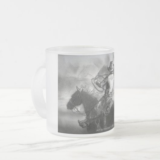 Cowboy on Horse Roping Cattle Frost Coffee Cup Mok (Voorkant links)