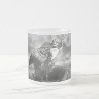Cowboy on Horse Roping Cattle Frost Coffee Cup Mok