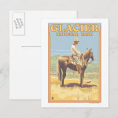 Cowboy on Horseback - Glacier National Park Briefkaart (Voorkant / Achterkant)