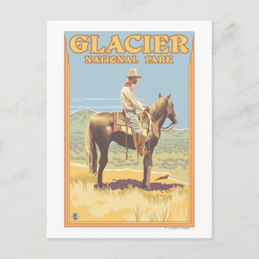 Cowboy on Horseback - Glacier National Park Briefkaart (Voorkant)