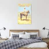 Cowboy on Horseback - Glacier National Park Canvas Afdruk (Insitu (Slaapkamer))
