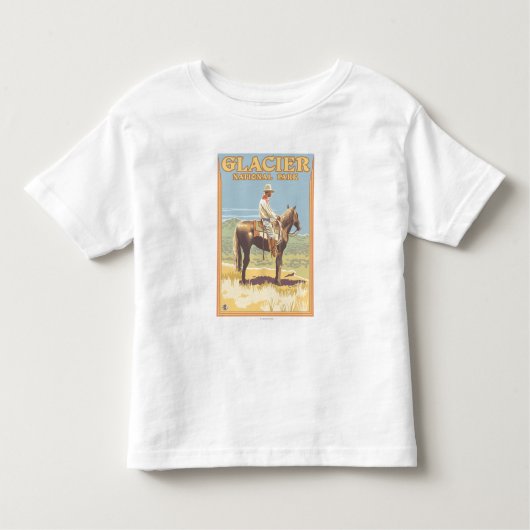 Cowboy on Horseback - Glacier National Park Kinder Shirts (Voorkant)