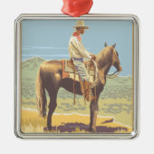 Cowboy on Horseback - Glacier National Park Metalen Ornament (Voorkant)