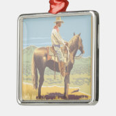 Cowboy on Horseback - Glacier National Park Metalen Ornament (Links)