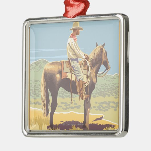 Cowboy on Horseback - Glacier National Park Metalen Ornament (Links)