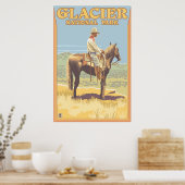 Cowboy on Horseback - Glacier National Park, MT Poster (Keuken)
