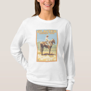 Cowboy on Horseback - Glacier National Park T-shirt