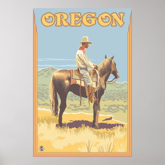 Cowboy on Horseback - Oregon Poster (Voorkant)
