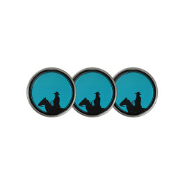 Cowboy on Horseback Silhouette - Turquoise 