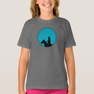 Cowboy on Horseback Silhouette - Turquoise  T-shirt