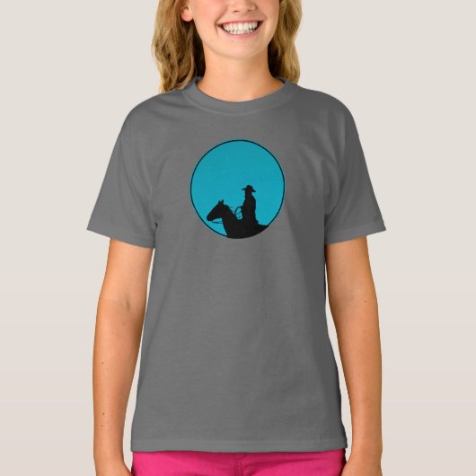 Cowboy on Horseback Silhouette - Turquoise  T-shirt (Voorkant)