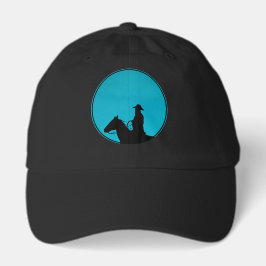 Cowboy on Horseback Silhouette - Turquoise  Trucker Pet