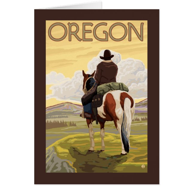 Cowboy on Horseback Vintage Travel Poster (Voorkant)