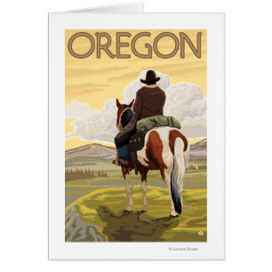 Cowboy on Horseback Vintage Travel Poster