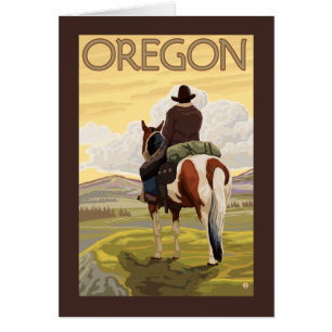Cowboy on Horseback Vintage Travel Poster