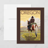 Cowboy on Horseback Vintage Travel Poster Briefkaart (Voorkant / Achterkant)