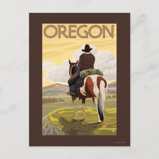 Cowboy on Horseback Vintage Travel Poster Briefkaart (Voorkant)