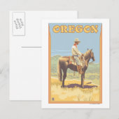 Cowboy on Horseback - Vintage Travel Poster Briefkaart (Voorkant / Achterkant)