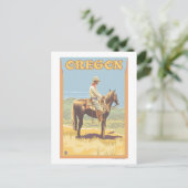 Cowboy on Horseback - Vintage Travel Poster Briefkaart (Staand voorkant)