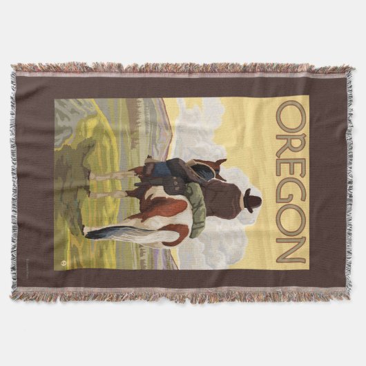 Cowboy on Horseback Vintage Travel Poster Deken (Voorkant)