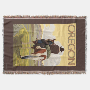 Cowboy on Horseback Vintage Travel Poster Deken