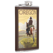 Cowboy on Horseback Vintage Travel Poster Heupfles (Rechts)