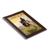 Cowboy on Horseback Vintage Travel Poster Notitieboek (Rechterzijde)