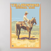 Cowboy on Horseback - Yellowstone National Park Poster (Voorkant)