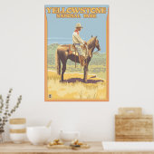 Cowboy on Horseback - Yellowstone National Park Poster (Keuken)