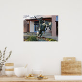 Cowboy on Rearing Horse Statue Poster (Keuken)