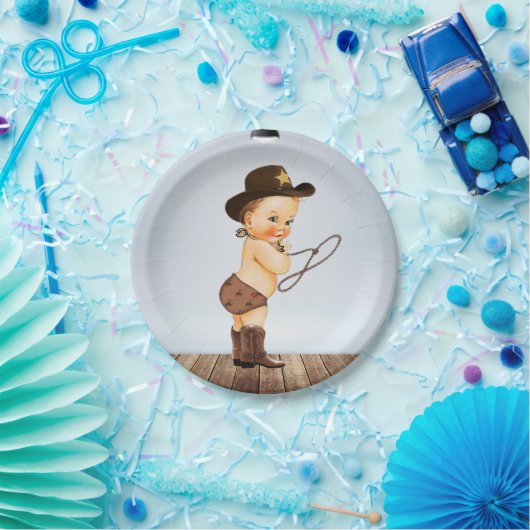 Cowboy On-Way Baby shower Papieren Bordje (Feest)