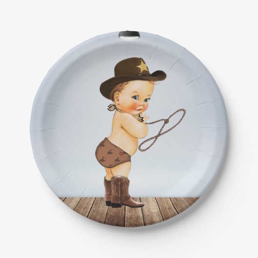 Cowboy On-Way Baby shower Papieren Bordje (Voorkant)