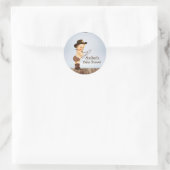 Cowboy On-Way Baby shower Ronde Sticker (Tas)