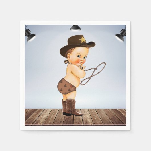 Cowboy On-Way Baby shower Servet (Voorkant)