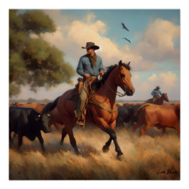 Cowboy op baardpaard perfect poster