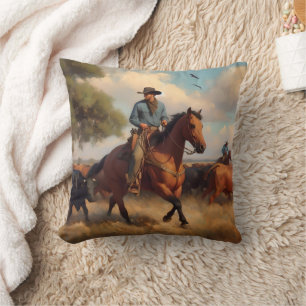 Cowboy op Bay Horse Kussen