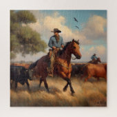 Cowboy op Bay Horse Legpuzzel (Verticaal)