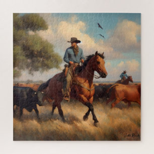 Cowboy op Bay Horse Legpuzzel
