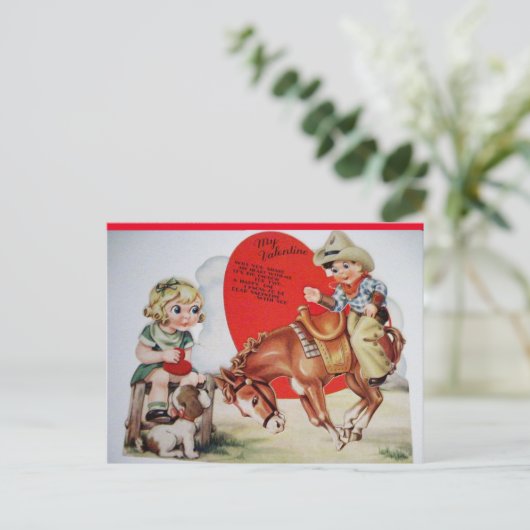 Cowboy op Bucking Bronco Valentijn Briefkaart (Staand voorkant)