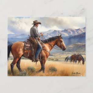 Cowboy op Buckskin Paard Briefkaart