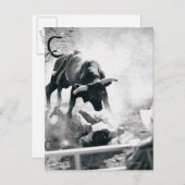 Cowboy op de grond na vallen van stier briefkaart (Voorkant / Achterkant)