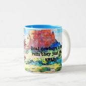 Cowboy op de vlucht tweekleurige koffiemok (Voorkant rechts)