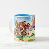 Cowboy op de vlucht tweekleurige koffiemok (Voorkant links)