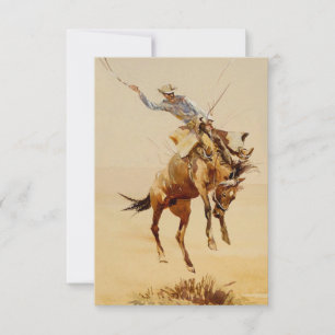 Cowboy op een bokkend paard #2 door Edward Borein Bedankkaart